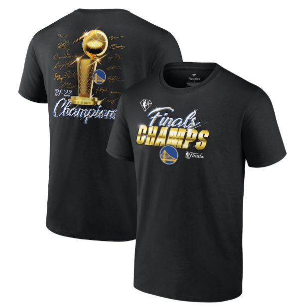 Men's Golden State Warriors 2021-2022 Black 2022 NBA Finals Champions Forward Roster Signature T-Shirt Men's Golden State Warriors 2021-2022 Black 2022 NBA Finals Champions Forward Roster Signature T-Shirt